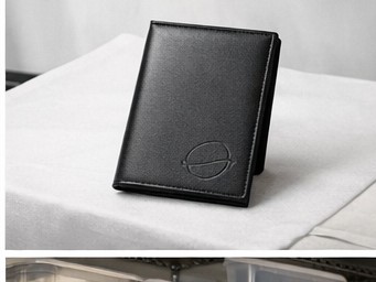 Leather check presenter with debossed logo