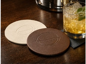 Debossed coasters with restaurant branding