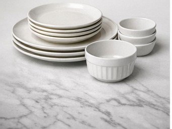 White ceramic plateware